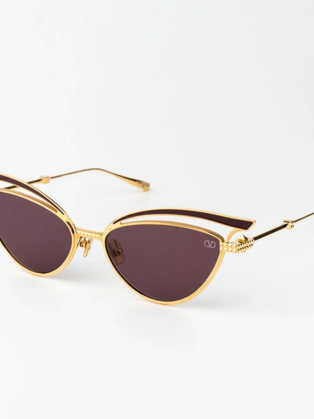 Valentino Women Sunglasses Titanium Gold Bordeaux Cat Eye V - GLASSLINER VLS-118